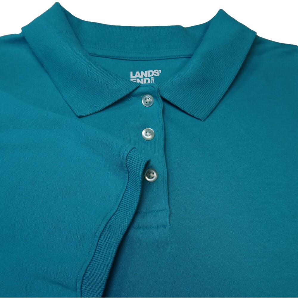 Lands End Polo Golf Shirt Mens Size Large Short Sleeve Classic Casual Teal